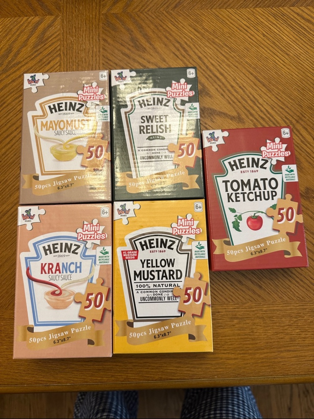 Heinz Mini Puzzle Set - Assorted Condiment Boxes (Yellow, Red, Tan, Green, Pink)